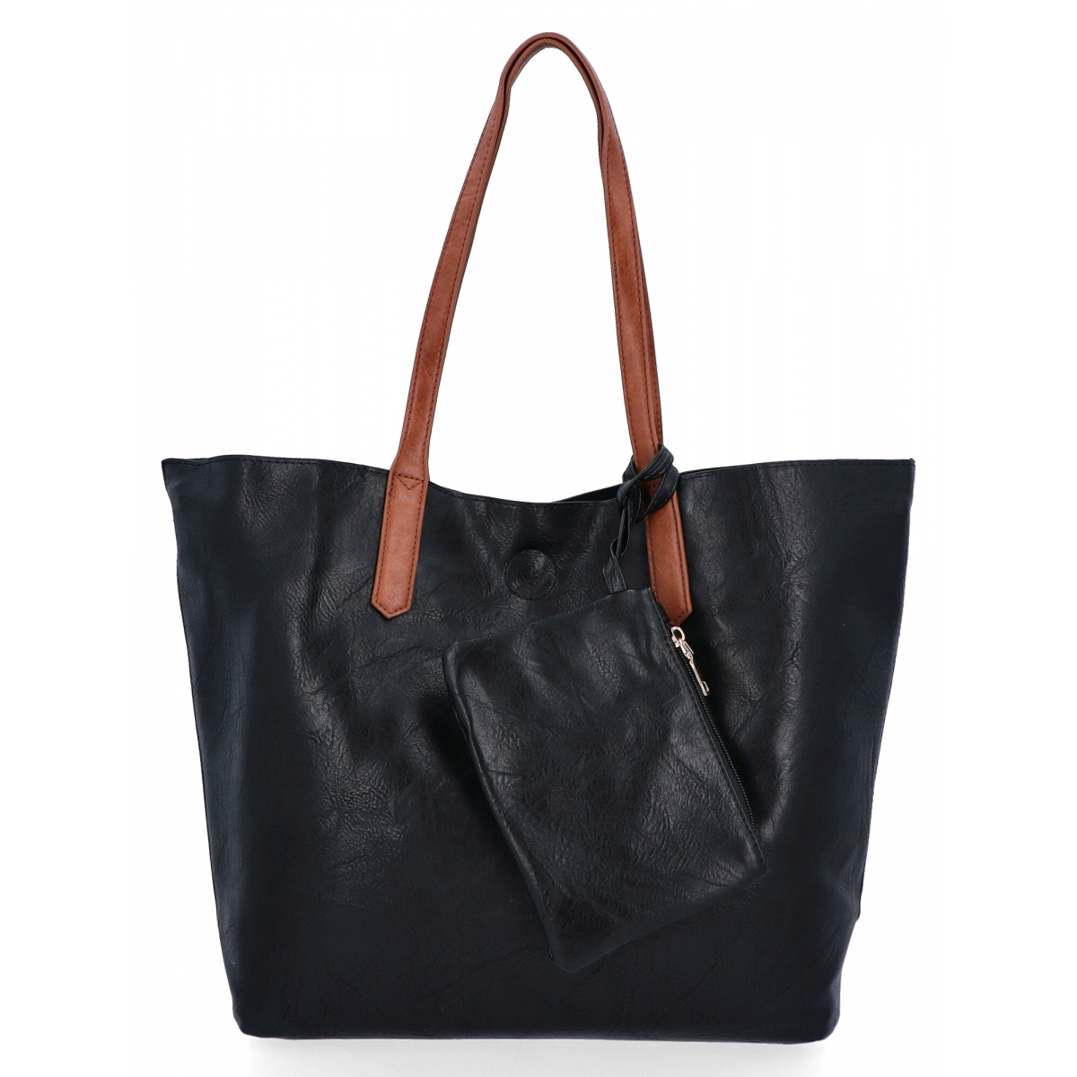 Torebka Damska Shopper Bag XXL z Kosmetyczką firmy Herisson H8805 Czarna