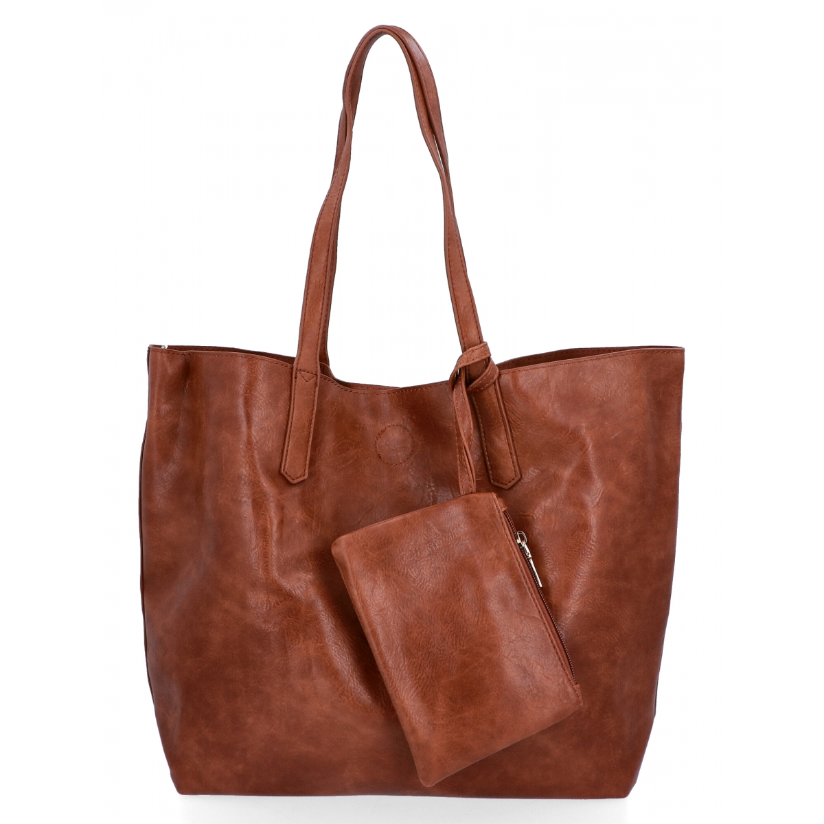 Torebka Damska Shopper Bag XXL z Kosmetyczką firmy Herisson H8805 Brązowa