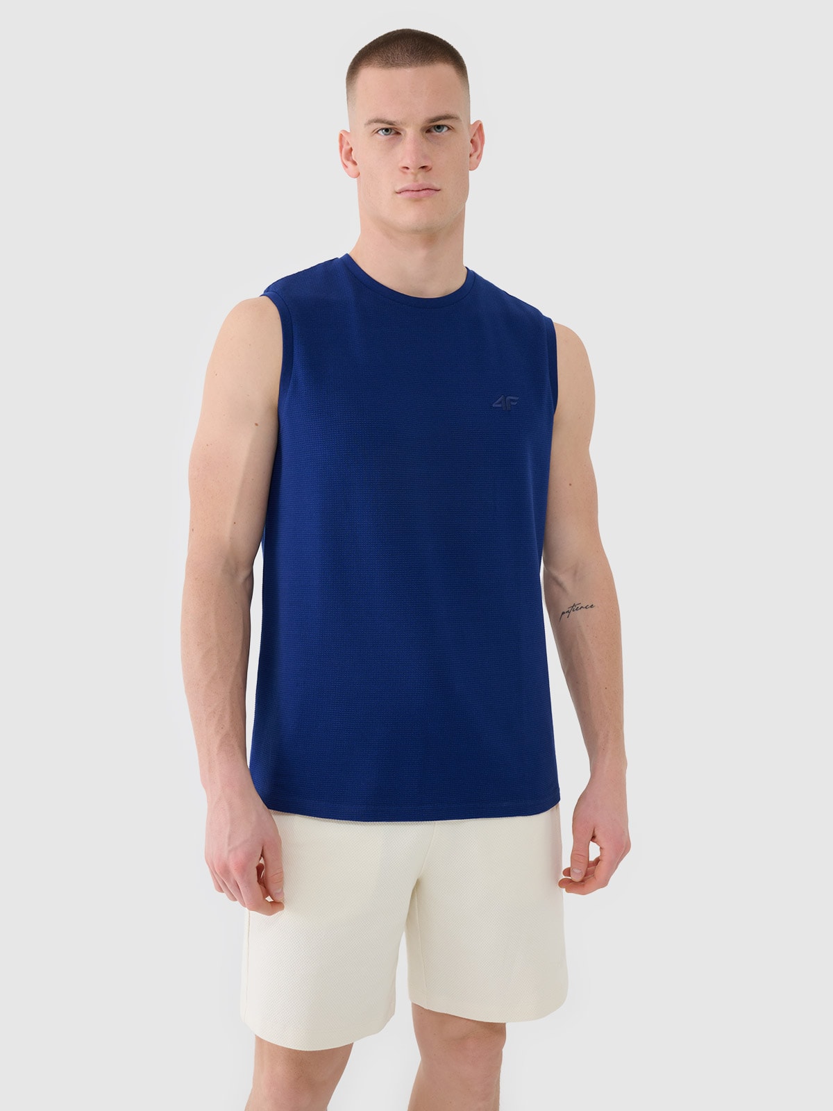 4F Tank top regular gładki męski - granatowy M