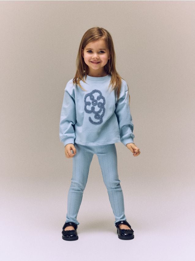 Reserved - Bawełniany komplet z aplikacją - jasnoniebieski