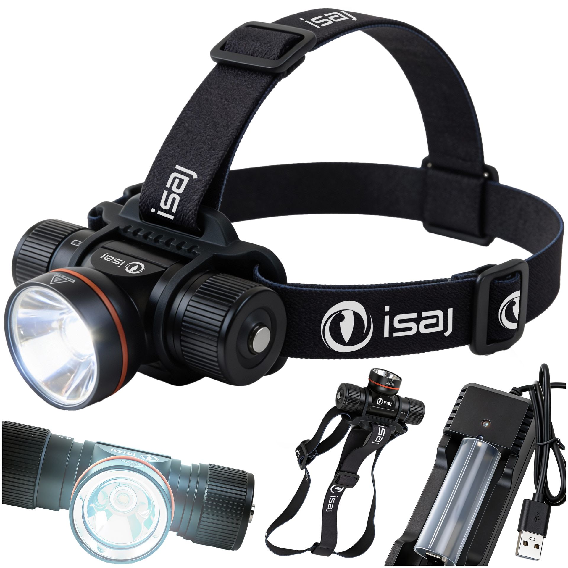 ISAJ LATARKA CZOŁOWA LED AKUMULATOROWA MOCNA 1000lm HDLI1 