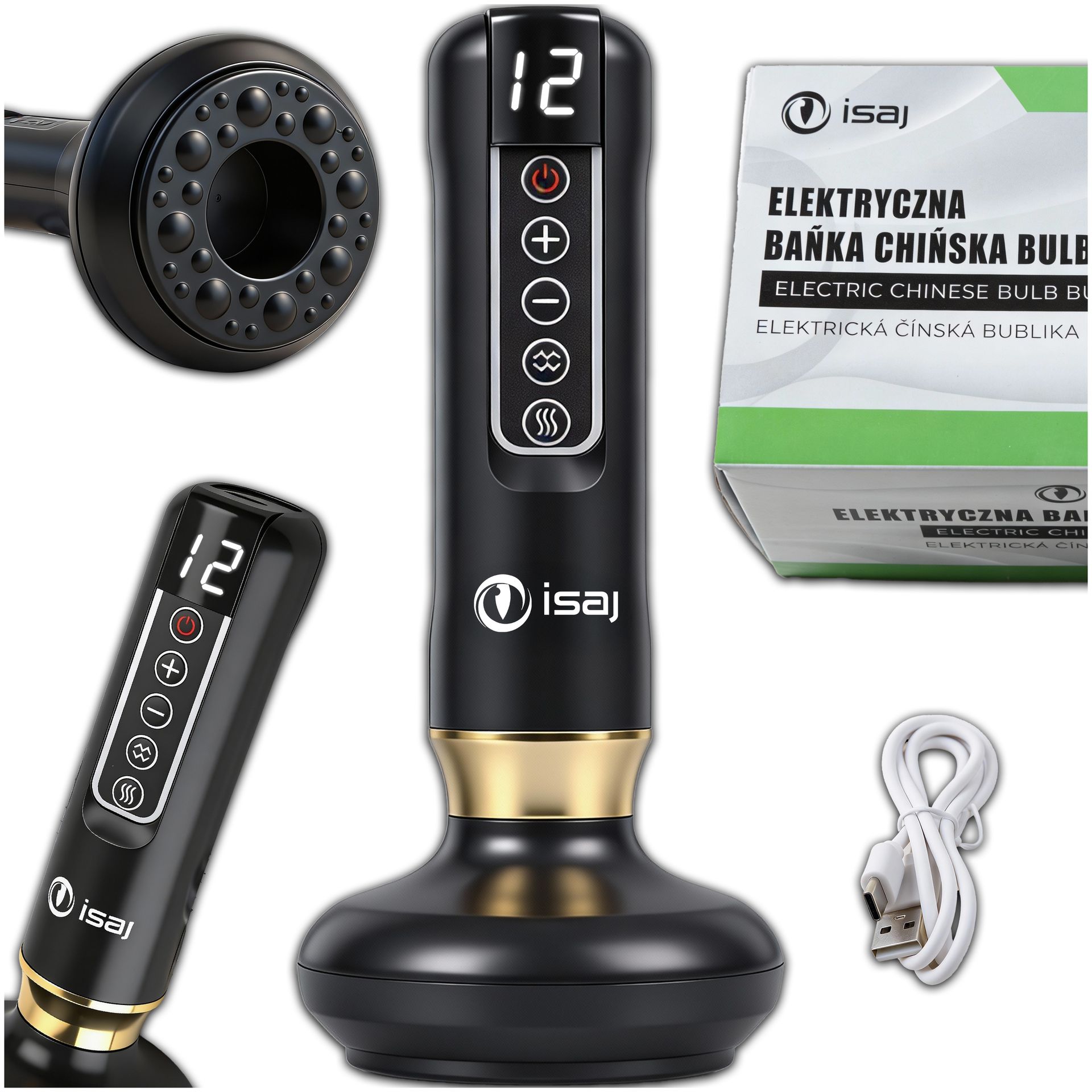 Elektryczna Bańka Chińska BEZPRZEWODOWY Masażer Antycellulitowy Podgrzewany ISAJ BULB1