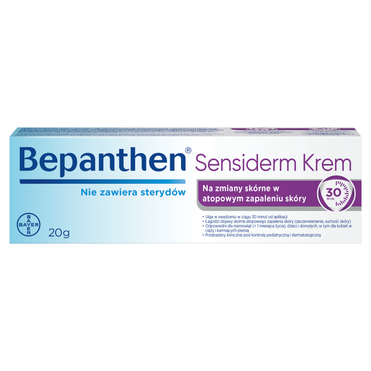 Bepanthen Sensiderm Krem, pielęgnacja w AZS i egzemie, od 1 miesiąca, 20 g