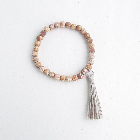 Agat matowy bransoletka z frędzlem