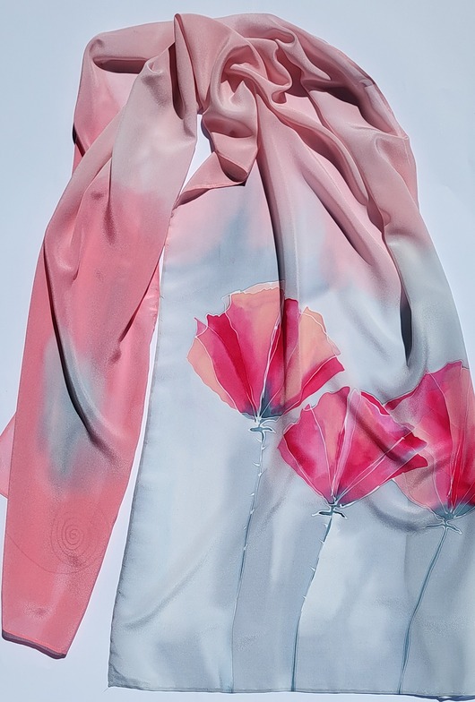 Szal jedwabny malowany