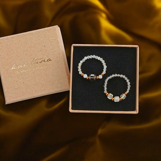 Zestaw pierścionków : DOBROBYT - cytryn, kwarc dymny, kryształ górski