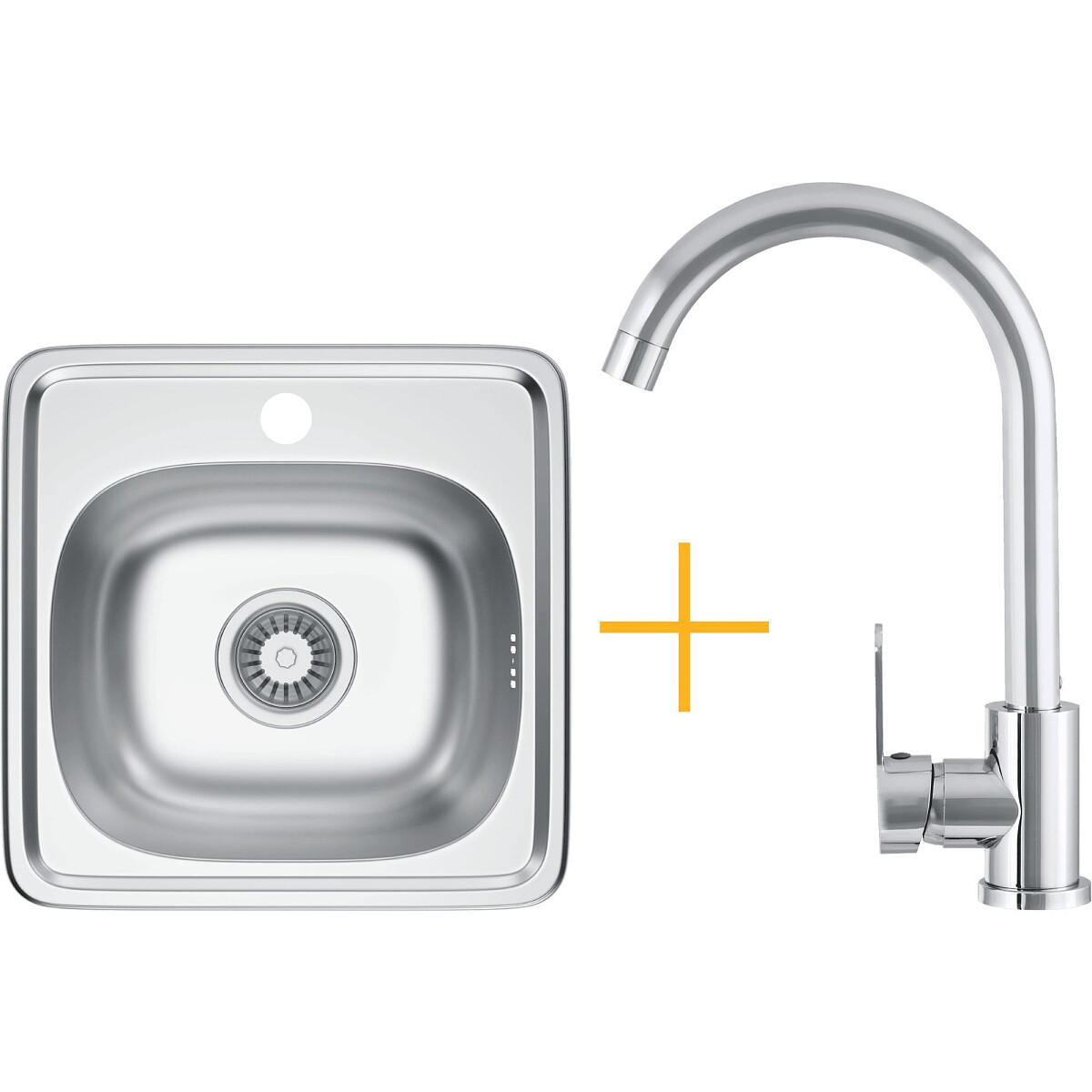 Zestaw Kernau Zlewozmywak KSS M 3538 1B Satin + Bateria KWT 41 Chrome