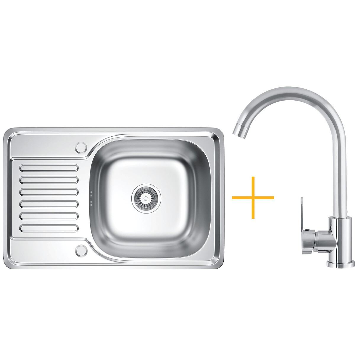 Zestaw Kernau Zlewozmywak KSS M 4566 1B1D Satin + Bateria KWT 41 Chrome