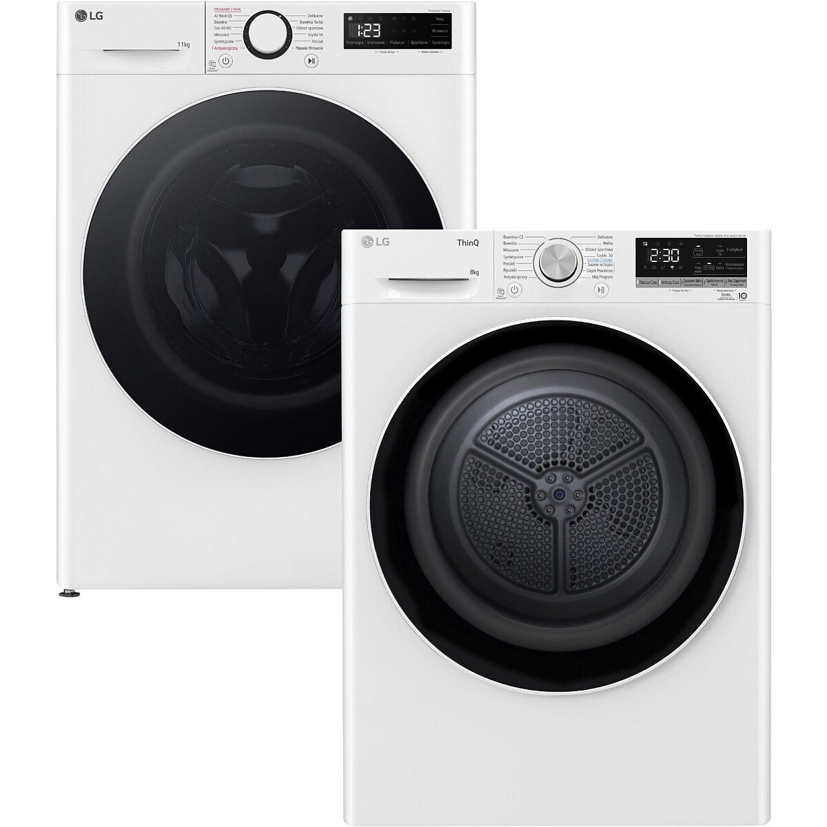 Zestaw AGD LG Pralka F4W11500W 11kg + Suszarka RC80V5AV5N 8kg