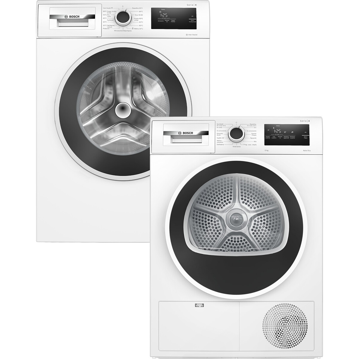 Zestaw AGD Bosch Serie 4 Pralka WAN2405GPL 8kg + Suszarka WTH8627GPL 8kg