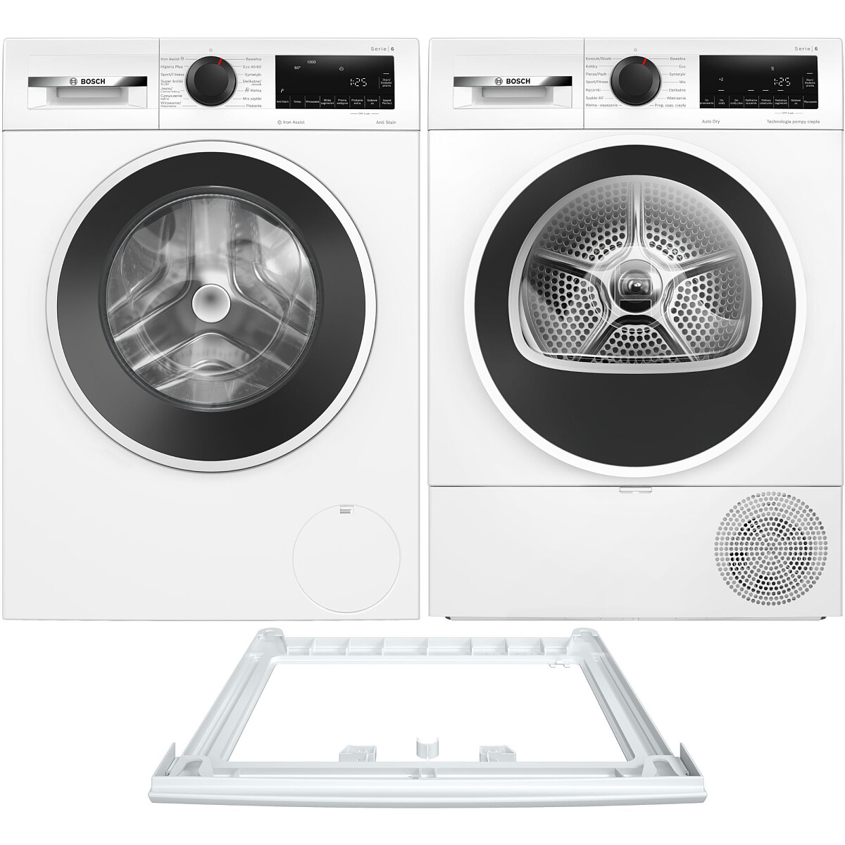 Zestaw AGD Bosch Serie 6 Pralka WGG242ZGPL 9kg + Suszarka WQG1417GPL 9kg + Łącznik WTZ27410