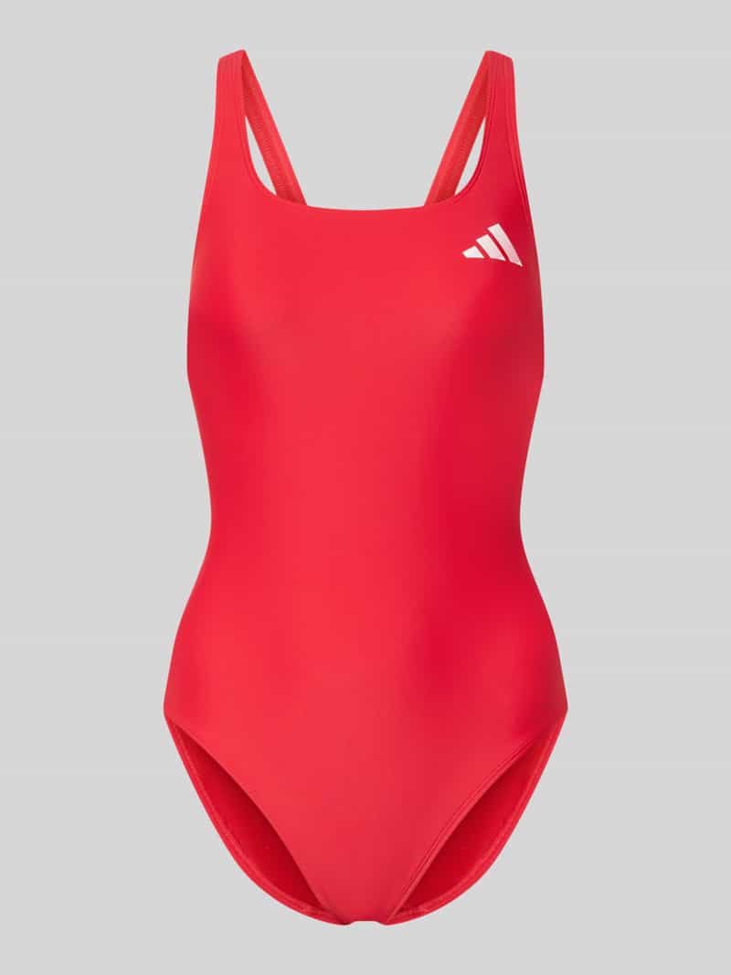 Kostium kąpielowy sportowy o kroju slim fit z nadrukiem z logo