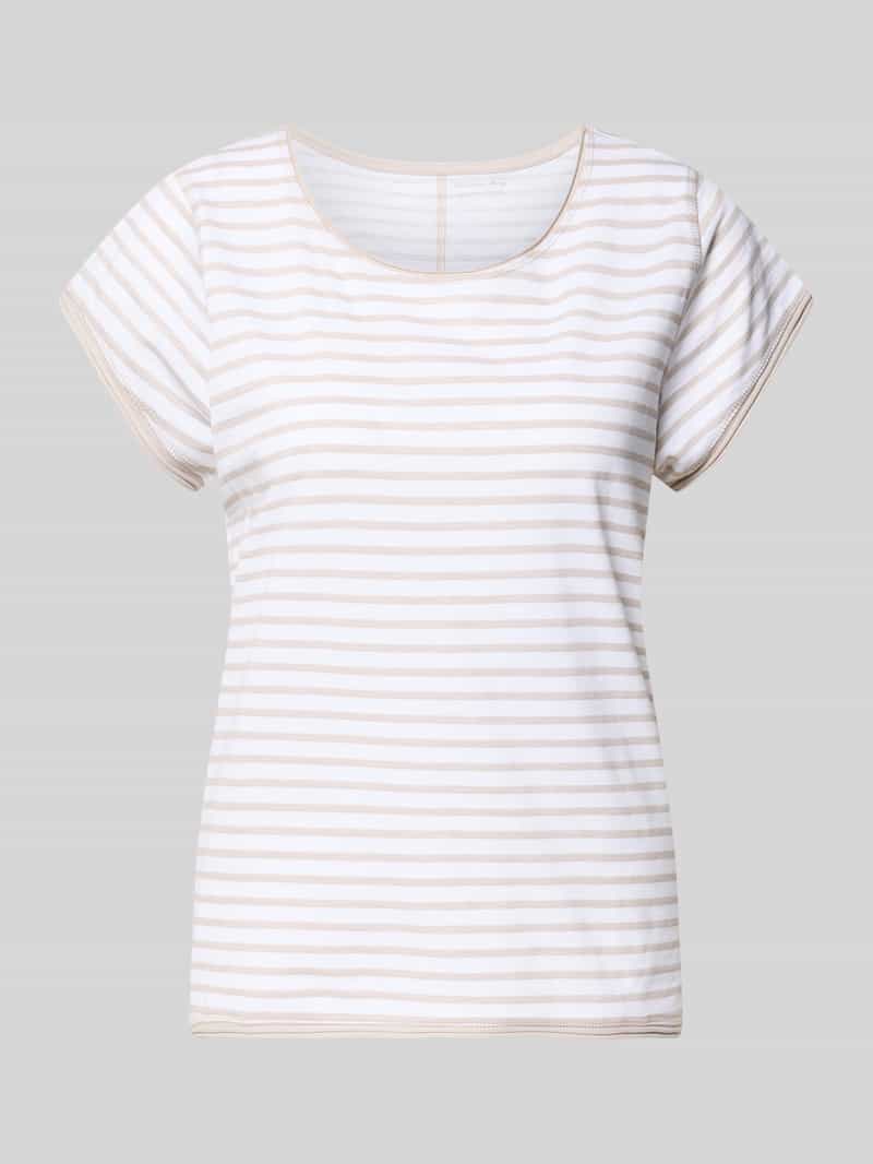 t-shirt z wzorem w paski i okrągłym dekoltem