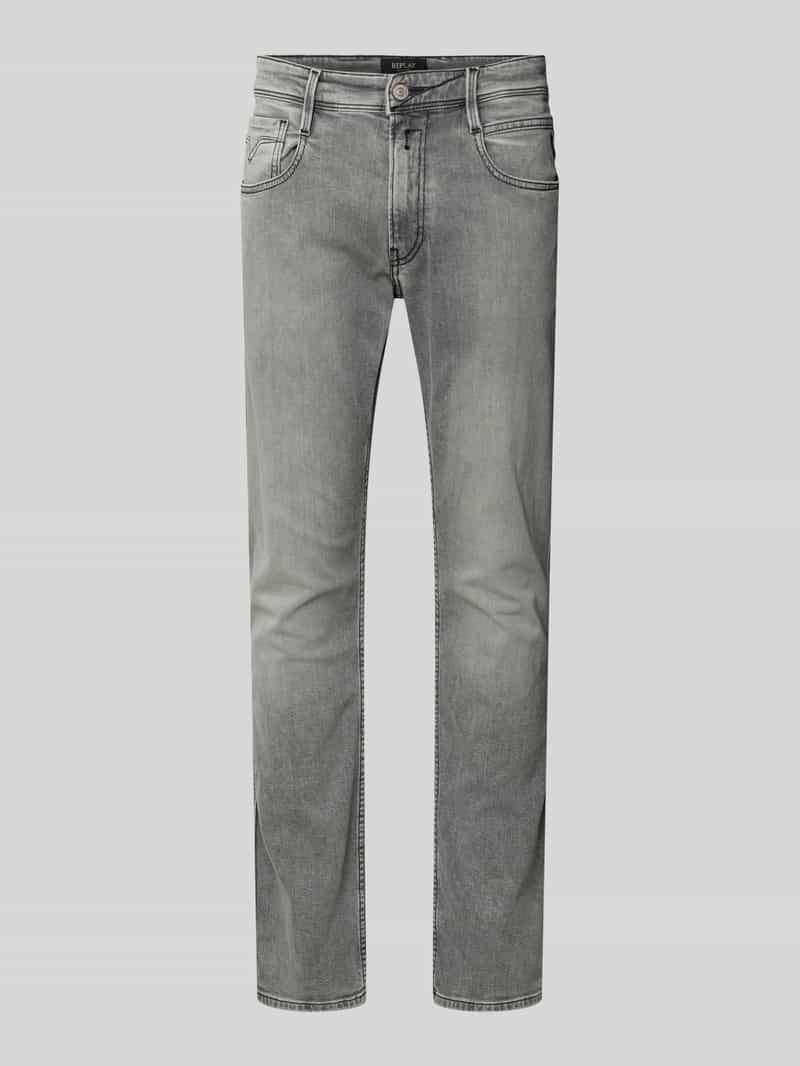 Jeansy w kroju slim fit z kieszeniami bocznymi model 'Anbass'