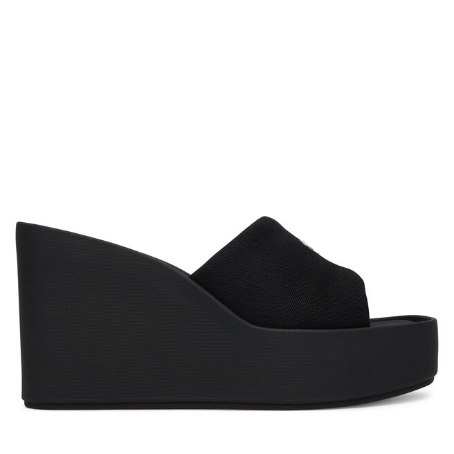 Klapki Calvin Klein Wedge 70 Sndl Canv Mg HW0HW03134 Czarny