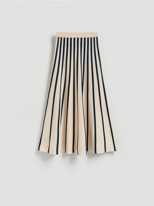 Reserved - Spódnica midi w paski - wielobarwny