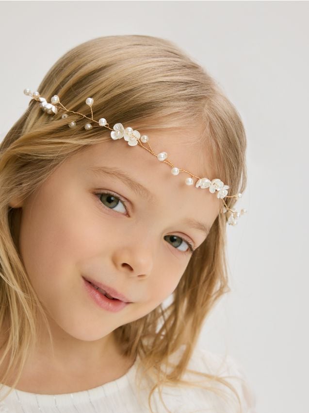 Reserved - Opaska do włosów ze spinkami 4 pack - złamana biel