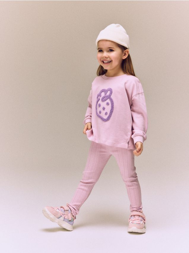 Reserved - Bawełniany komplet z aplikacją - lawendowy