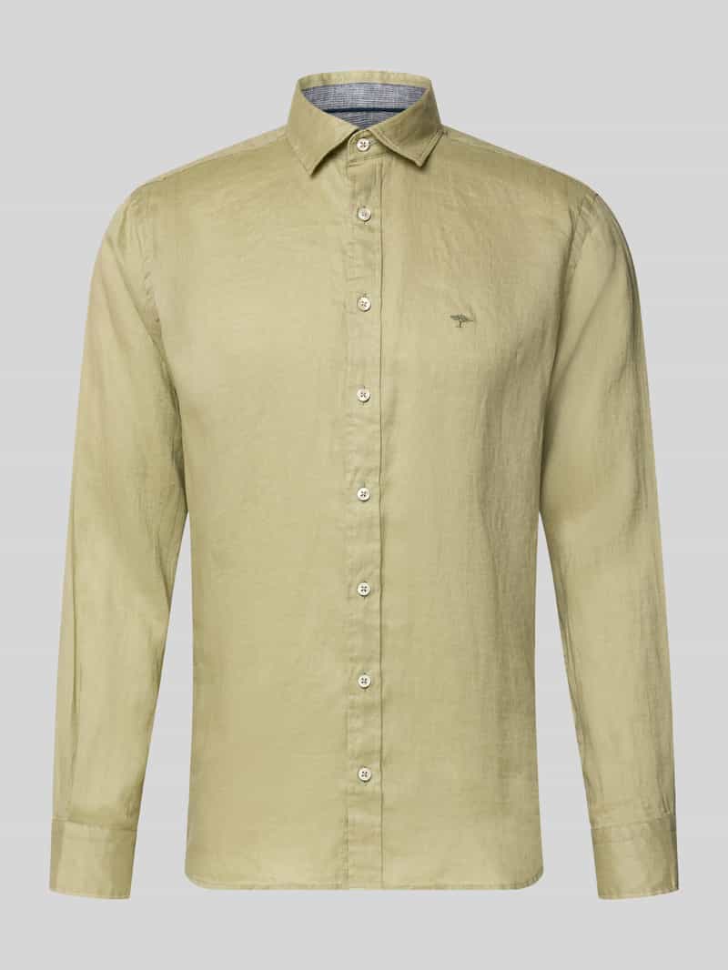 Koszula z lnu o kroju slim fit z kołnierzykiem typu cutaway