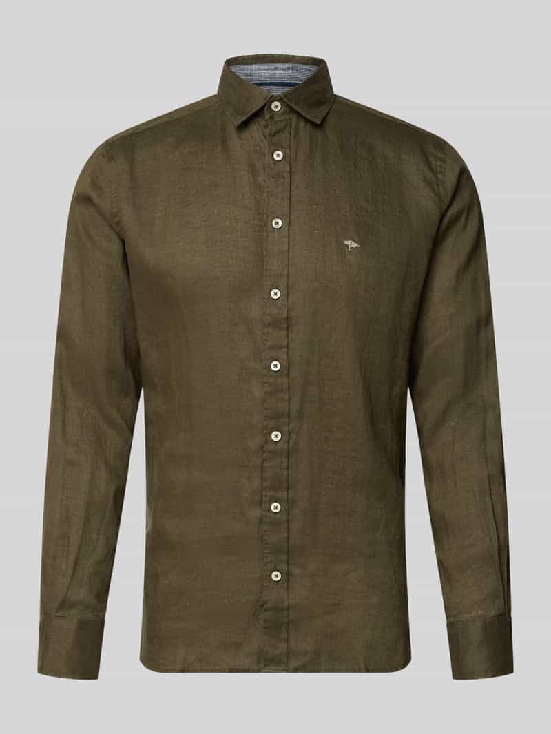 Koszula z lnu o kroju slim fit z kołnierzykiem typu cutaway