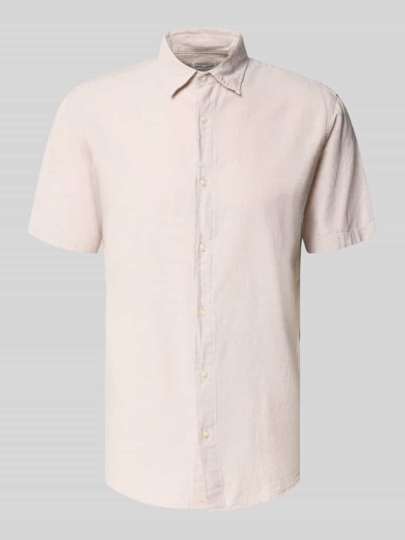 Koszula casualowa o kroju regular fit z mieszanki bawełny i lnu