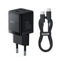 Baseus Palm P1011160A113-01 30W szybka ładowarka sieciowa z gniazdem USB + USB-C PD 3.0 PPS + kabel 1m