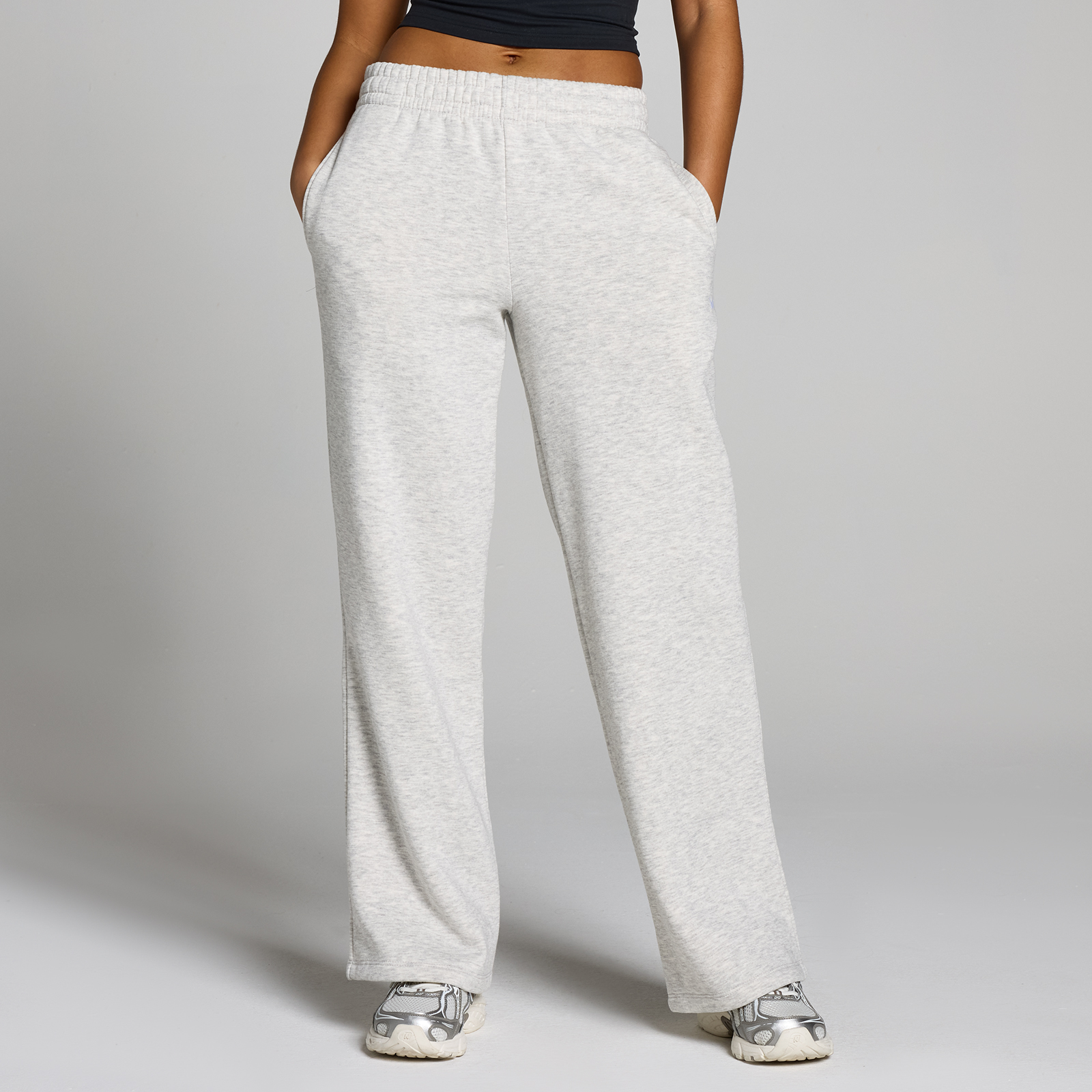 Damskie spodnie dresowe MP Basics Straight Leg - Jasny szary melanż - M
