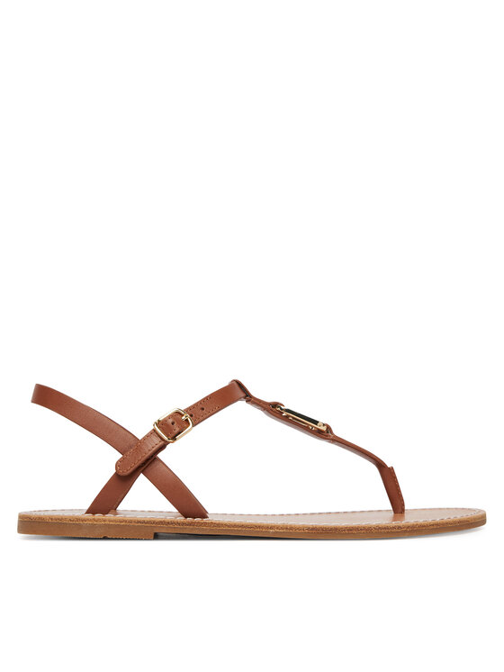 Tommy Hilfiger Sandały Leather Thong Sandal FW0FW09127 Brązowy