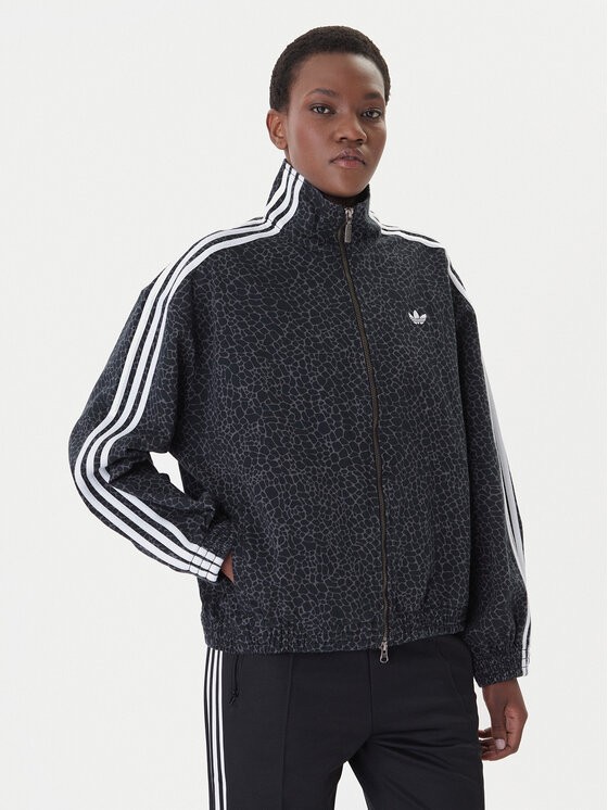 adidas Kurtka jeansowa Firebird Aop KD8809 Szary Oversize