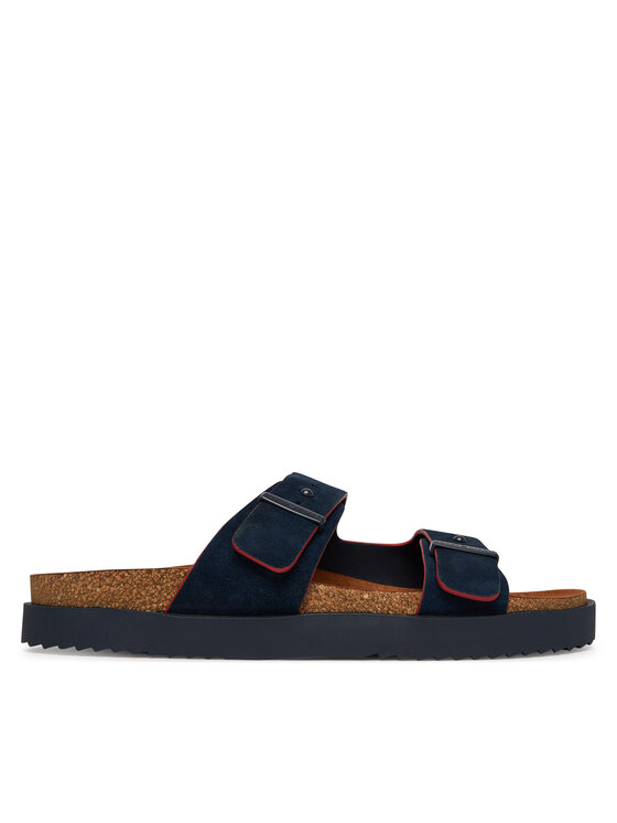 Tommy Hilfiger Klapki Cork Adjustable Suede Sandal FM0FM05869 Granatowy