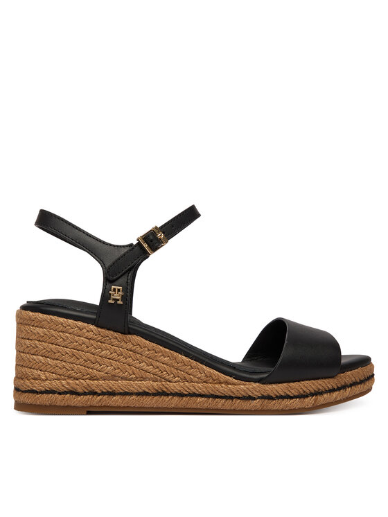 Tommy Hilfiger Espadryle Mid Wedge Espad Leather FW0FW09340 Czarny