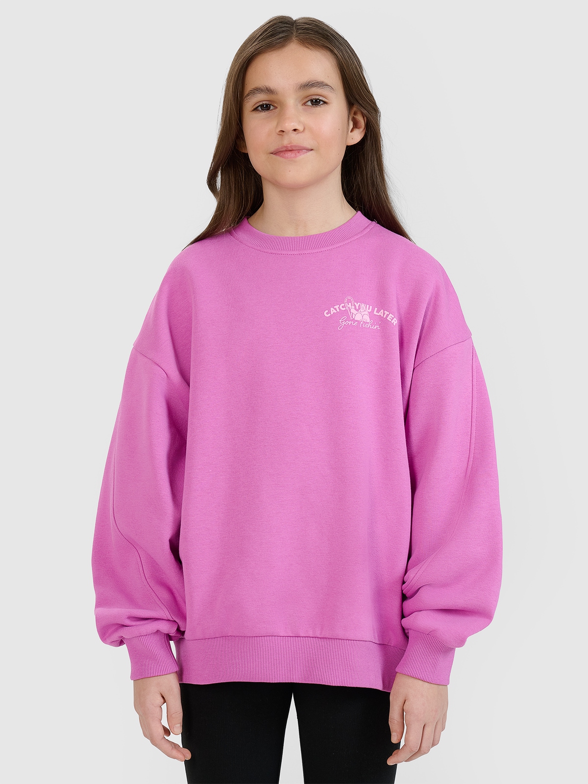 4F Bluza dresowa nierozpinana bez kaptura dziewczęca - różowa 164 (13-14 lat)