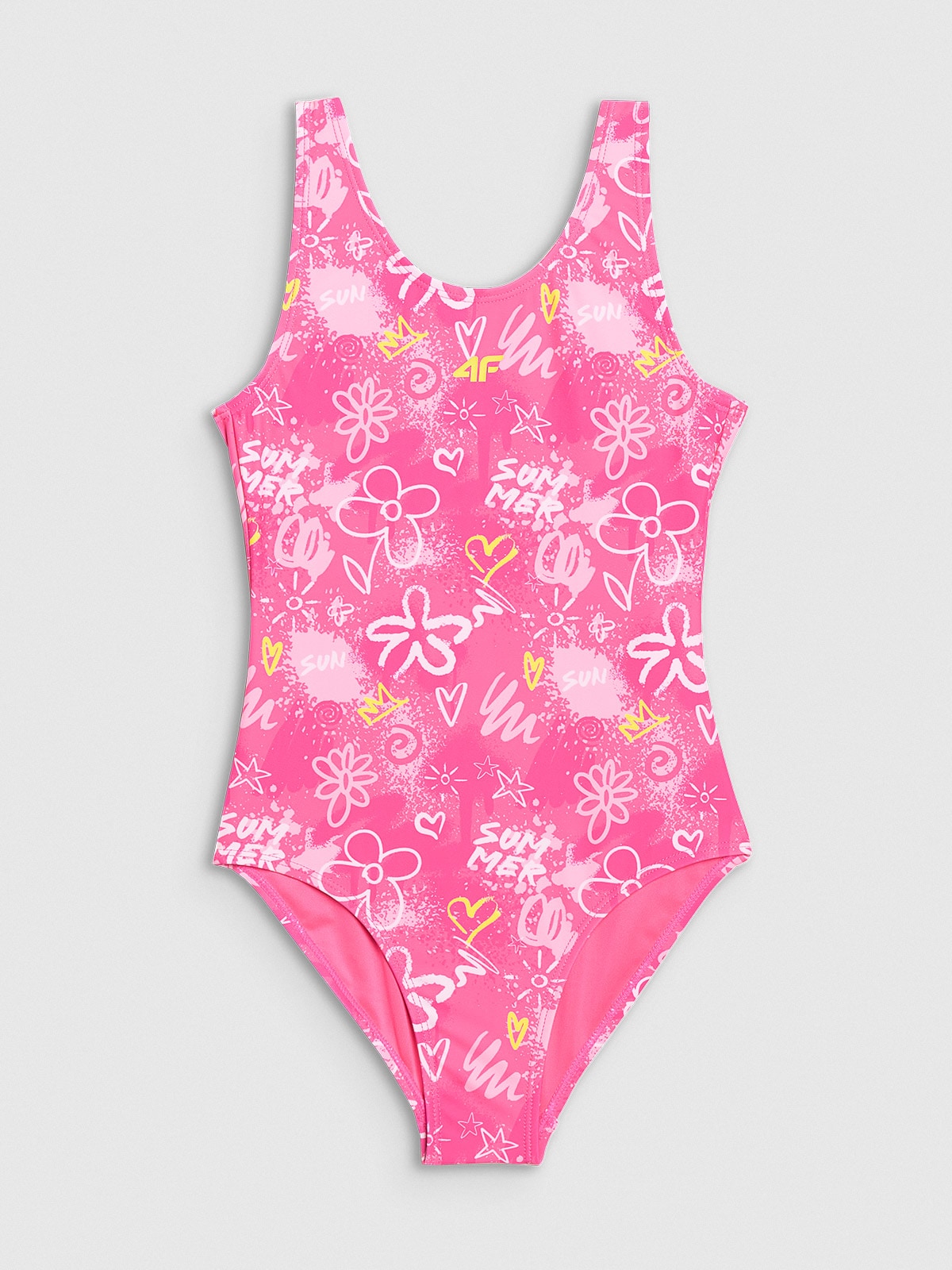 4F Kostium kąpielowy jednoczęściowy dziewczęcy - multikolor 158/164 (12-14 lat)