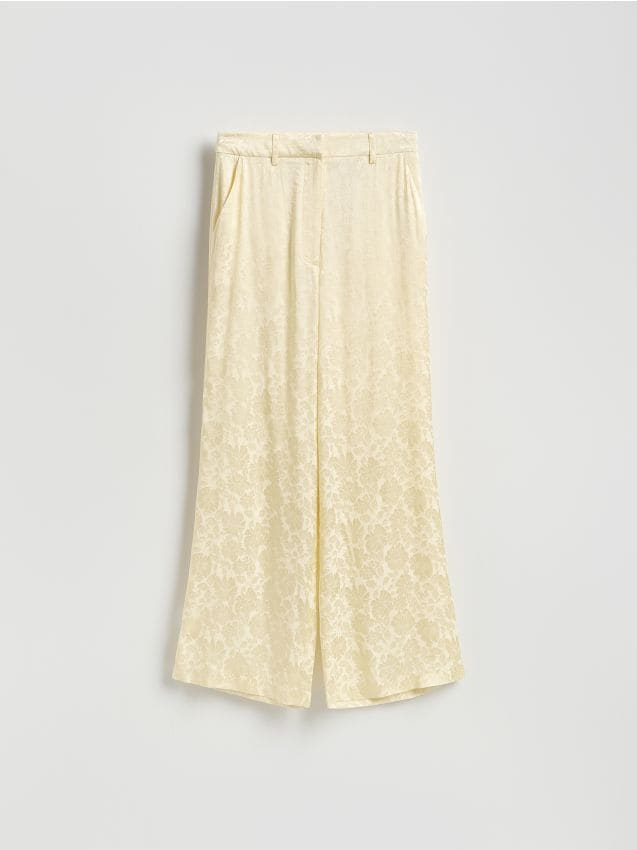 Reserved - Wzorzyste spodnie z wiskozy - jasnożółty