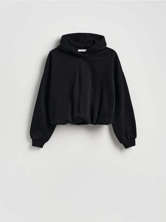 Reserved - Krótka bluza z bawełną - czarny