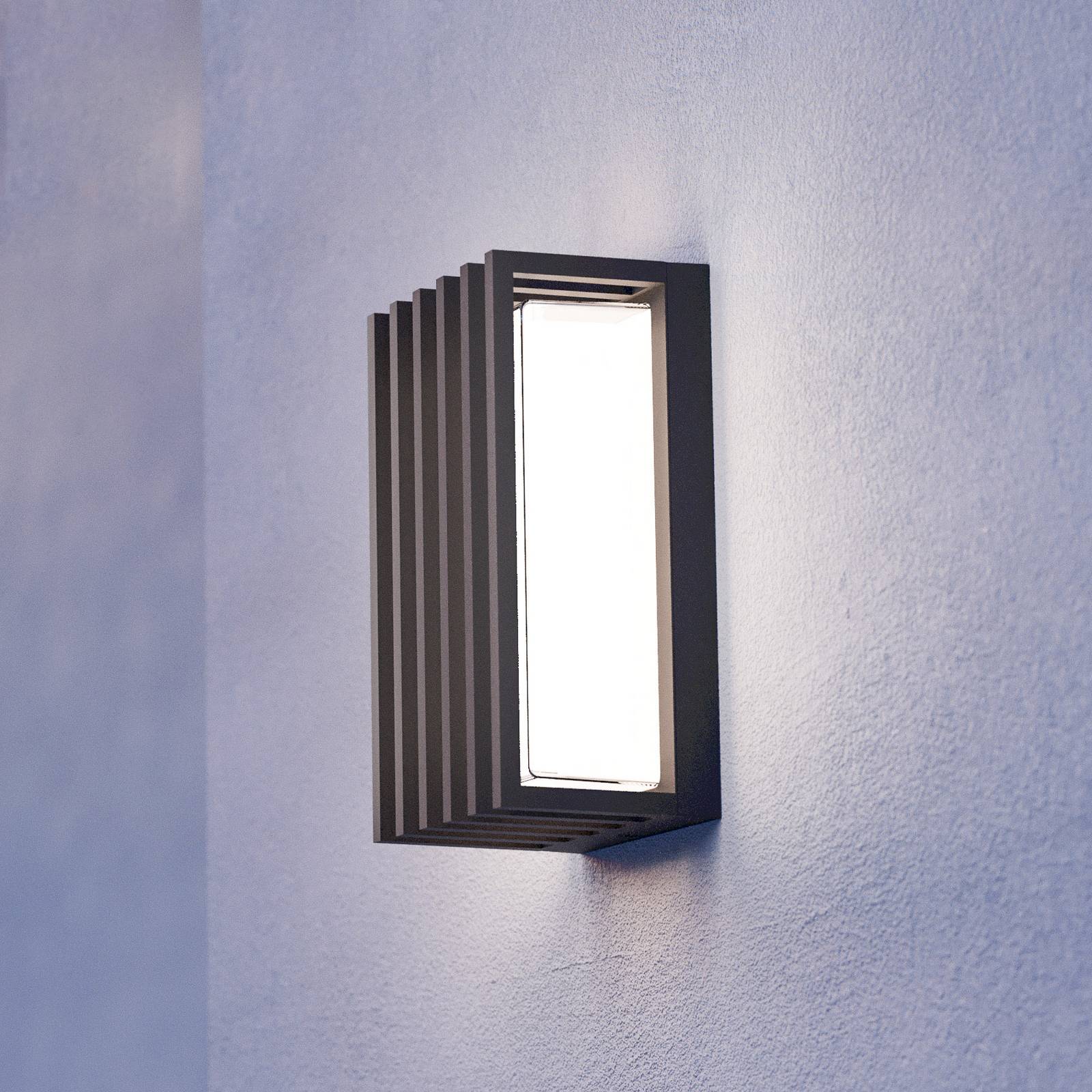 EGLO Kinkiet zewnętrzny LED Genovese, czarna, wysokość 24 cm, z czujnikiem Genovese, czarny, aluminium, nowoczesny