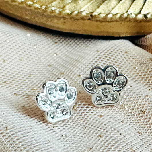 Kolczyki łapki, psia łapa, koci ślad sztyfty, komunia