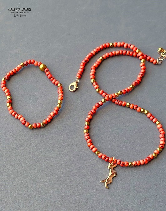 Dla kochającej jamniki Komplet wisiorek i bransoletka miły prezent handmade
