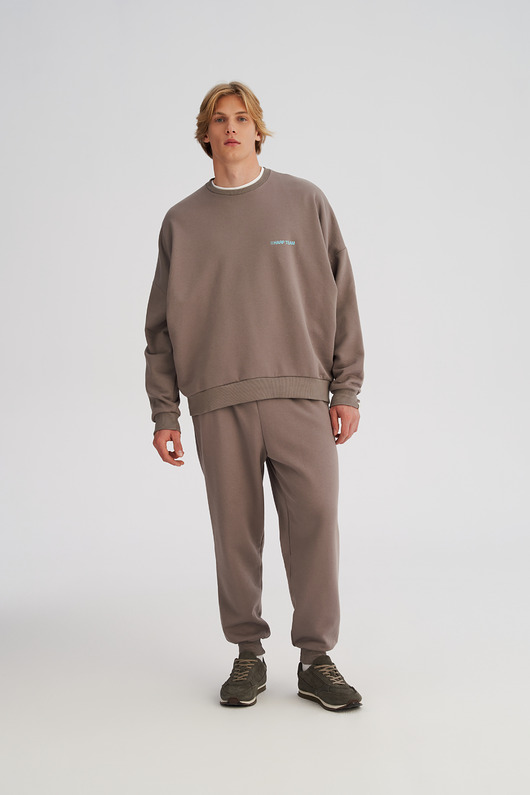 Spodnie dresowe LOOSE FIT taupe męskie