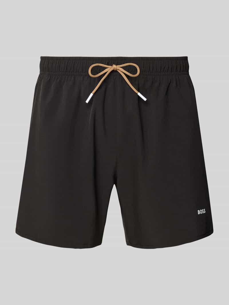 Spodenki kąpielowe o kroju regular fit z detalem z logo