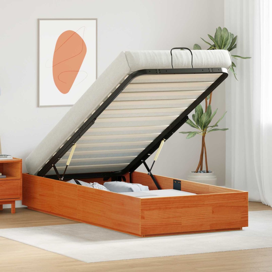 VidaXL Łóżko otomanowe Woskowy Brąz 80 x 200 cm Lite drewno sosnowe