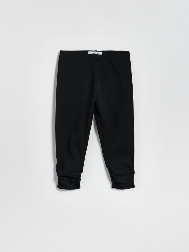 Reserved - Krótkie legginsy z marszczeniem - czarny