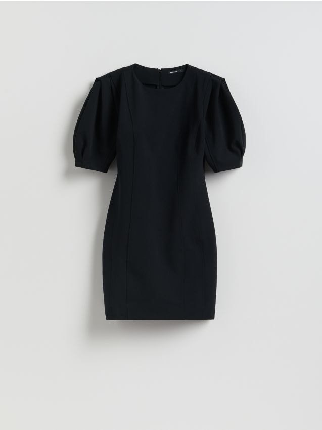 Reserved - Sukienka z bufiastymi rękawami - czarny