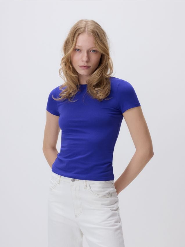 Reserved - T-shirt slim fit - niebieski