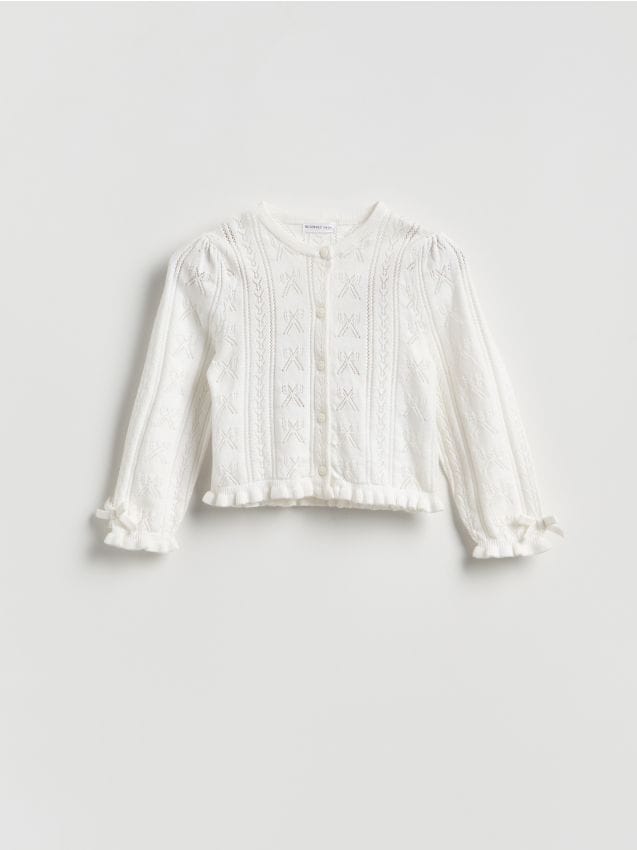 Reserved - Kardigan z domieszką wełny - złamana biel