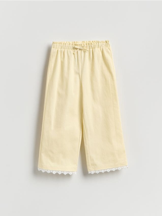 Reserved - Spodnie z koronką - jasnożółty