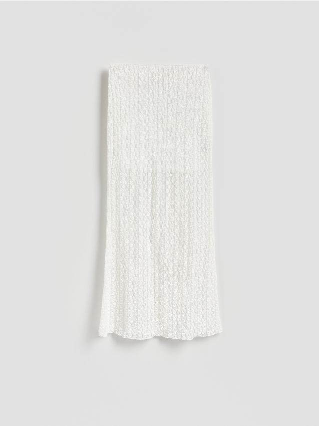 Reserved - Koronkowa spódnica maxi - biały