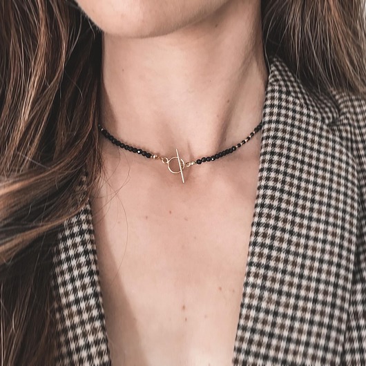 Choker Moon z czarnego turmalinu