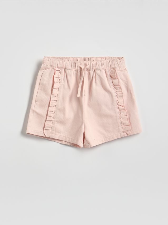 Reserved - Szorty z falbanką - pastelowy róż