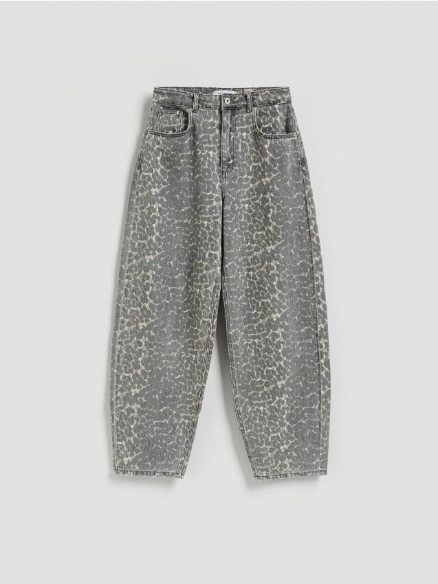 Reserved - Jeansy barrel leg w panterkę - wielobarwny
